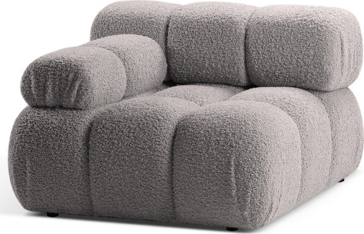 Světle šedý modul pohovky z textilie bouclé (levý roh) Bellis – Micadoni Home Micadoni