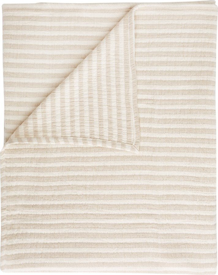 Bavlněná deka v přírodní barvě 150x200 cm Cotton Muslin Stripe – Bianca Bianca