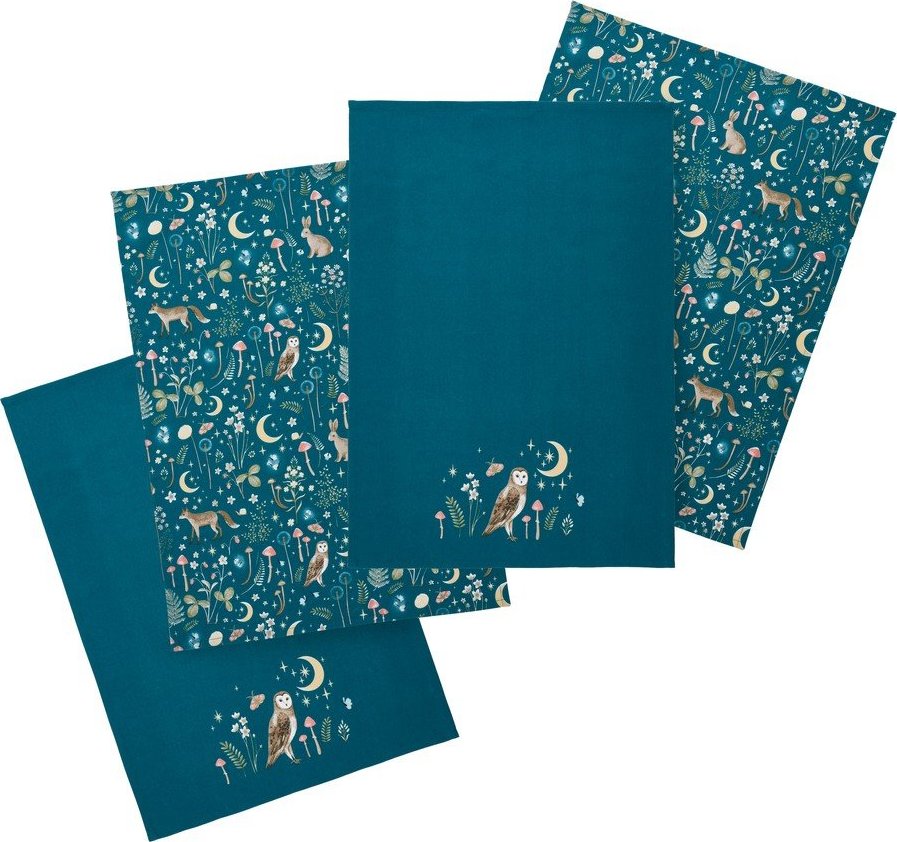 Bavlněné utěrky v sadě 4 ks 50x70 cm Enchanted Twilight Animals – Catherine Lansfield Catherine Lansfield