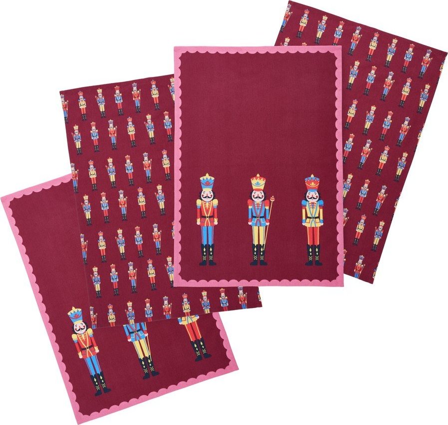 Bavlněné utěrky v sadě 4 ks s vánočním motivem 70x50 cm Christmas Nutcracker – Catherine Lansfield Catherine Lansfield