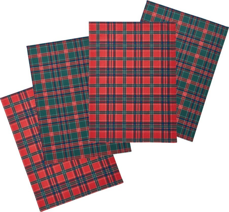 Bavlněné utěrky v sadě 4 ks s vánočním motivem 70x50 cm Christmas Tartan Check – Catherine Lansfield Catherine Lansfield