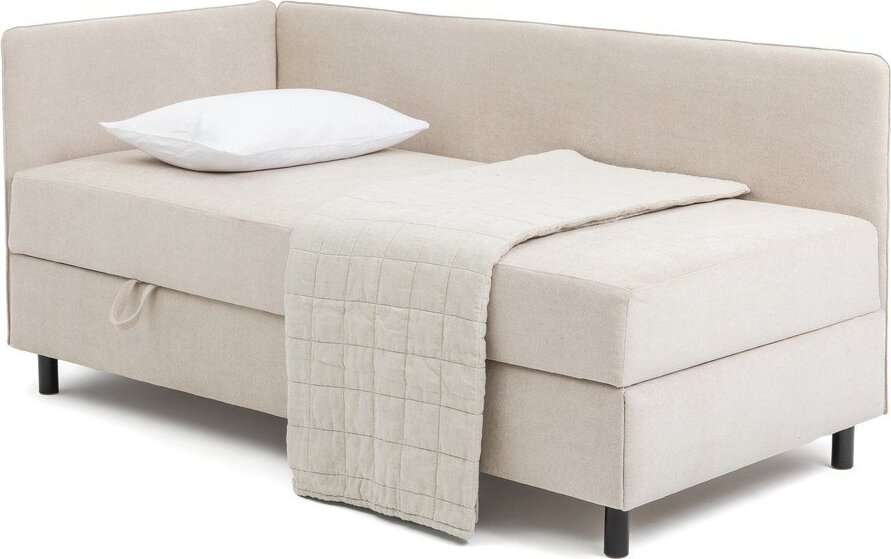 Béžová čalouněná jednolůžková postel s úložným prostorem s matrací 90x200 cm Avela - II. jakost – Bonami Selection Bonami Selection
