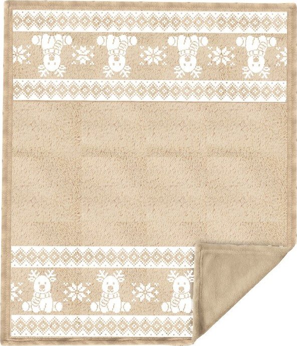 Béžová flanelová deka s vánočním motivem 130x160 cm XMAS – Tiseco Home Studio Tiseco Home Studio