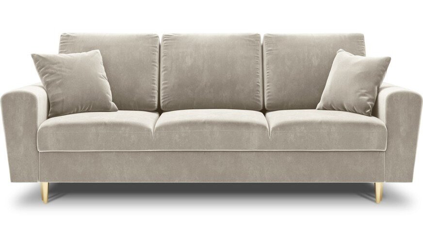 Béžová sametová rozkládací/s úložným prostorem pohovka 235 cm Kyoto – Cosmopolitan Design Cosmopolitan design