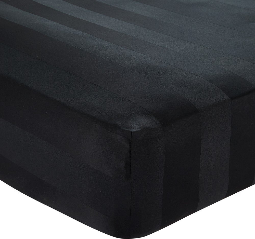 Černé napínací saténové prostěradlo 90x190 cm So Soft Satin Stripe – Catherine Lansfield Catherine Lansfield