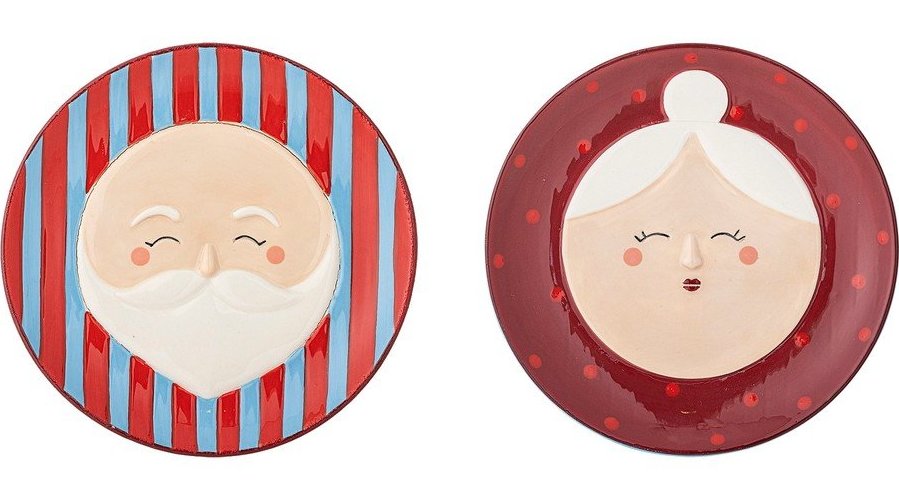 Červené dezertní talíře v sadě 2 ks s vánočním motivem z kameniny ø 16 cm Granny – Bloomingville Bloomingville