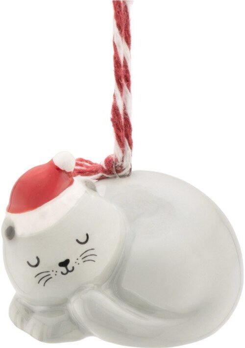 Keramická vánoční ozdoba 4 cm Sleeping Cat – Sass & Belle Sass & Belle