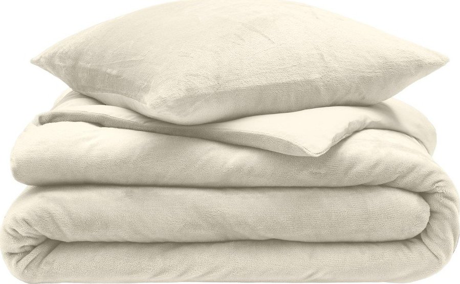 Krémové 3dílné povlečení na dvoulůžko/prodloužené z mikroflanelu 240x220 cm Flanou – douceur d'intérieur Douceur d intérieur