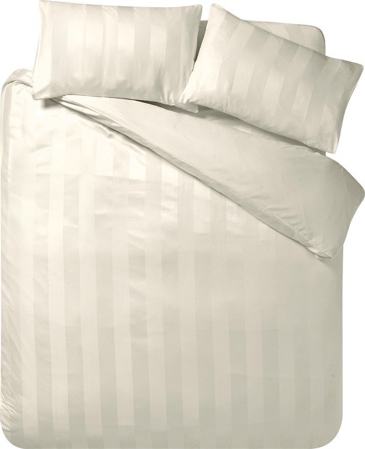 Krémové saténové povlečení na dvoulůžko 220x230 cm So Soft Satin Stripe – Catherine Lansfield Catherine Lansfield