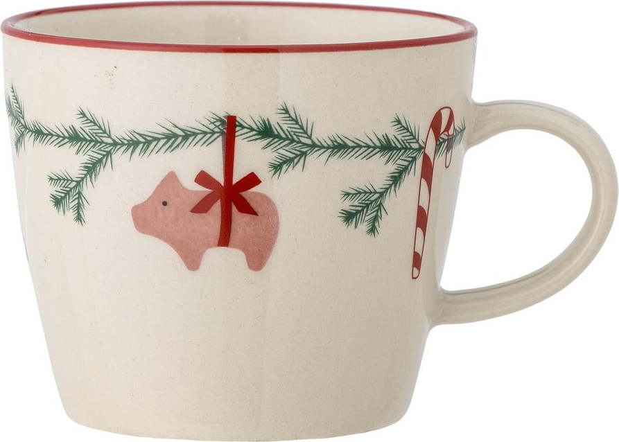 Krémový hrnek na cappuccino s vánočním motivem z kameniny 300 ml Yule – Bloomingville Bloomingville