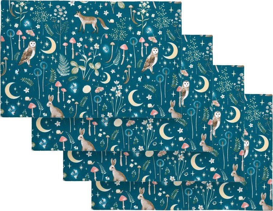 Látková prostírání v sadě 4 ks 30x46 cm Enchanted Twilight Animals – Catherine Lansfield Catherine Lansfield