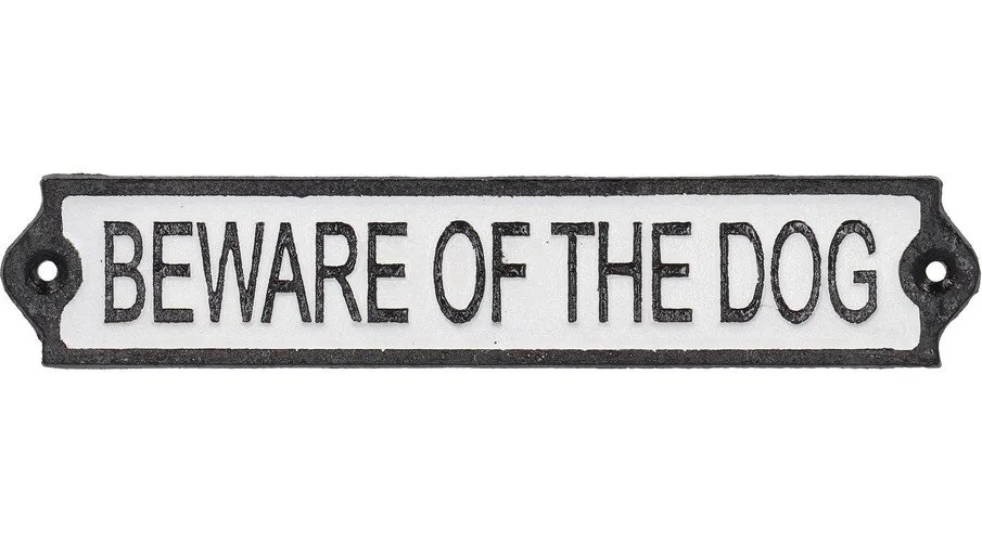 Litinová cedule 26x5 cm Beware of the Dog – Esschert Design