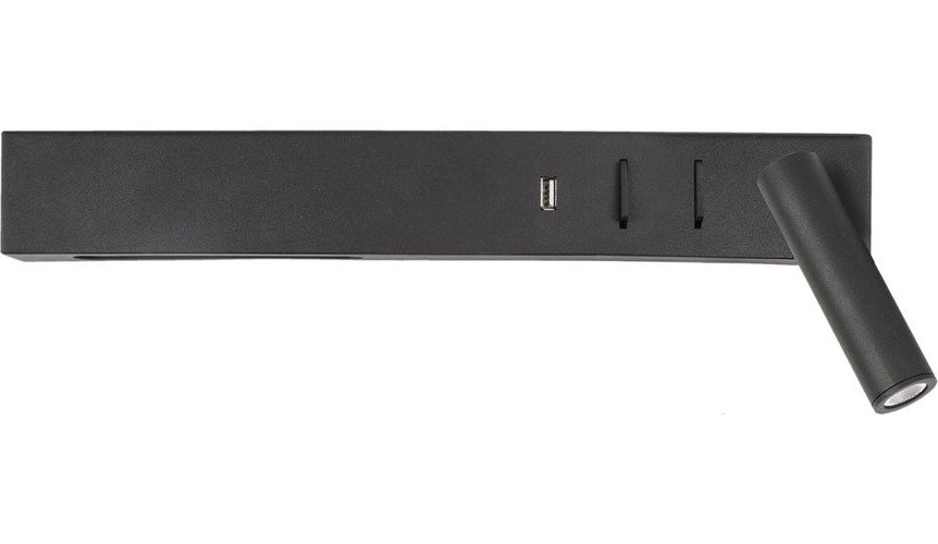 Matně černé kovové LED nástěnné svítidlo s ohybatelnou konstrukcí/s USB portem Vida – Nova Luce Nova Luce
