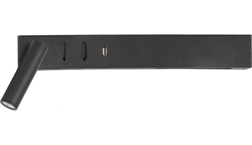 Matně černé kovové LED nástěnné svítidlo s ohybatelnou konstrukcí/s USB portem Vida – Nova Luce Nova Luce