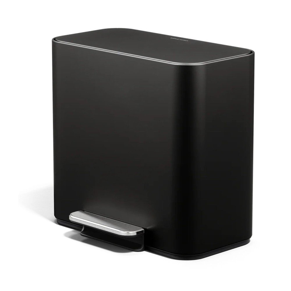 Matně černý ocelový odpadkový koš na tříděný odpad/nášlapný 15 l Dual Mini – simplehuman Simplehuman