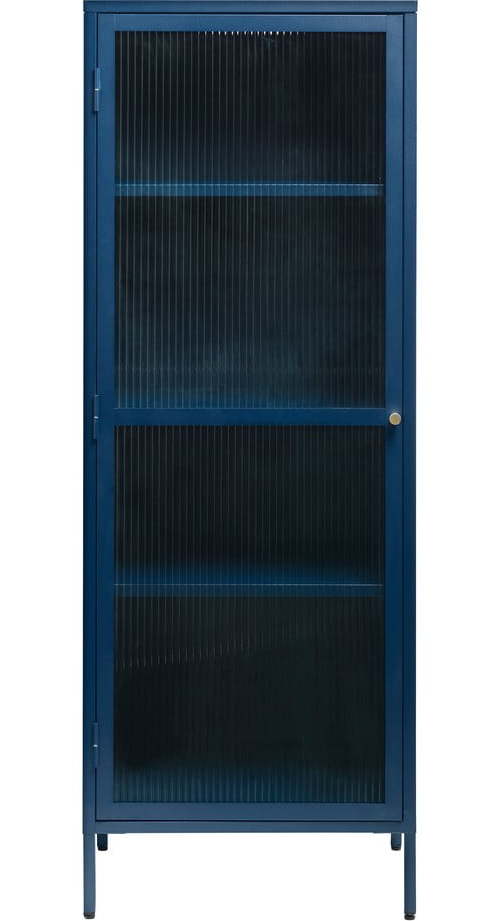 Modrá kovová vitrína Unique Furniture Bronco