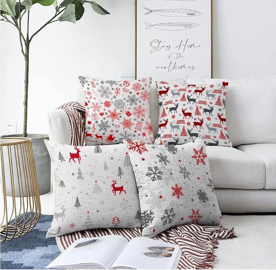 Povlaky na polštáře v sadě 4 ks s vánočním motivem 43x43 cm Merry Christmas – Mila Home Mila Home