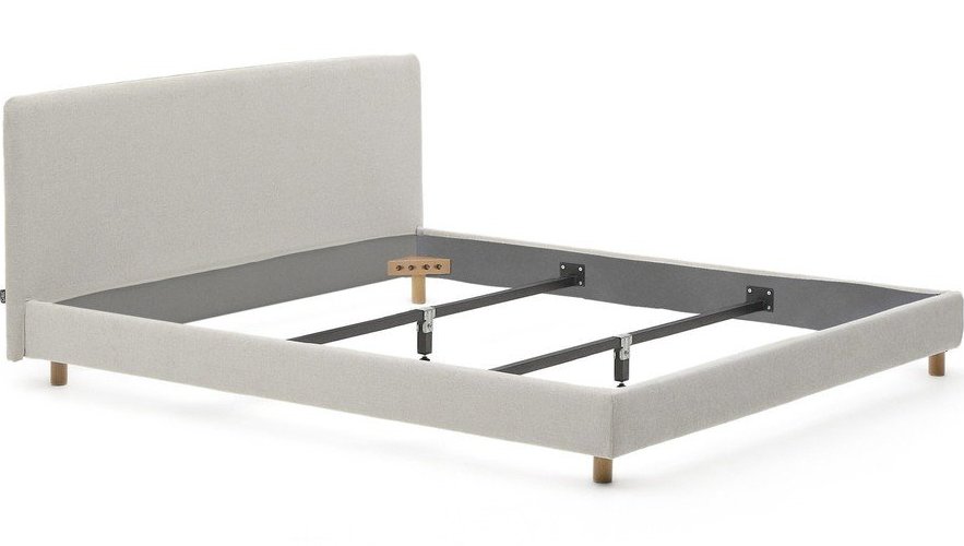 Šedá čalouněná dvoulůžková postel bez roštu 180x200 cm Valma – Kave Home Kave Home