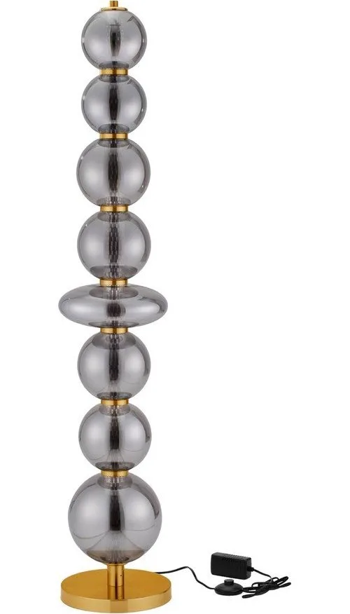 Šedá kovová LED stmívatelná stojací lampa se skleněným stínidlem (výška 140 cm) Navi – Nova Luce