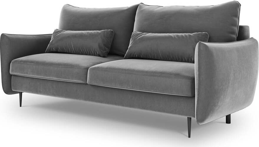 Šedá sametová rozkládací/s úložným prostorem pohovka 222 cm Vermont - II. jakost – Cosmopolitan Design Cosmopolitan design
