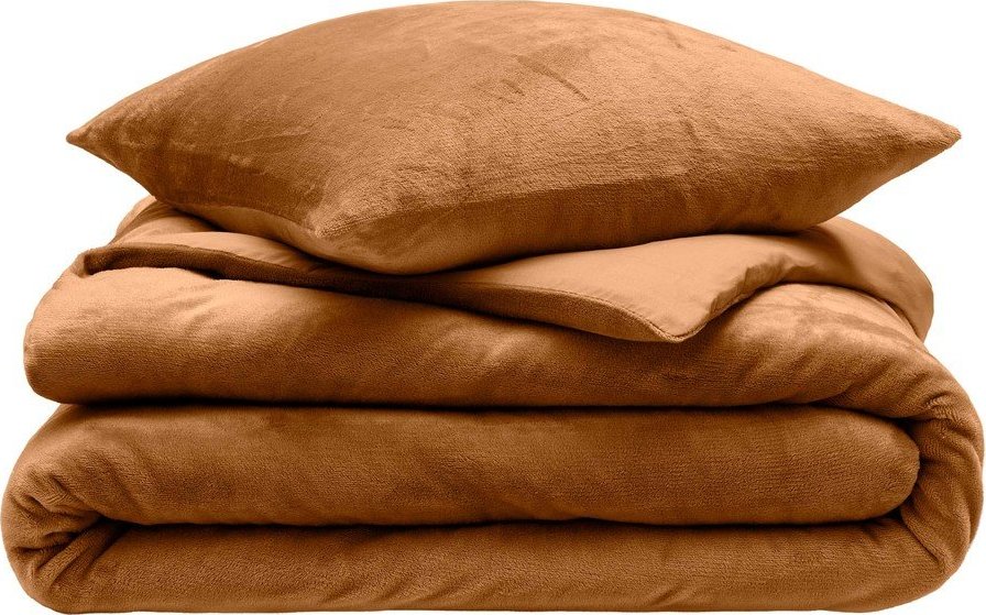 Světle hnědé 3dílné povlečení na dvoulůžko/prodloužené z mikroflanelu 240x220 cm Flanou – douceur d'intérieur Douceur d intérieur
