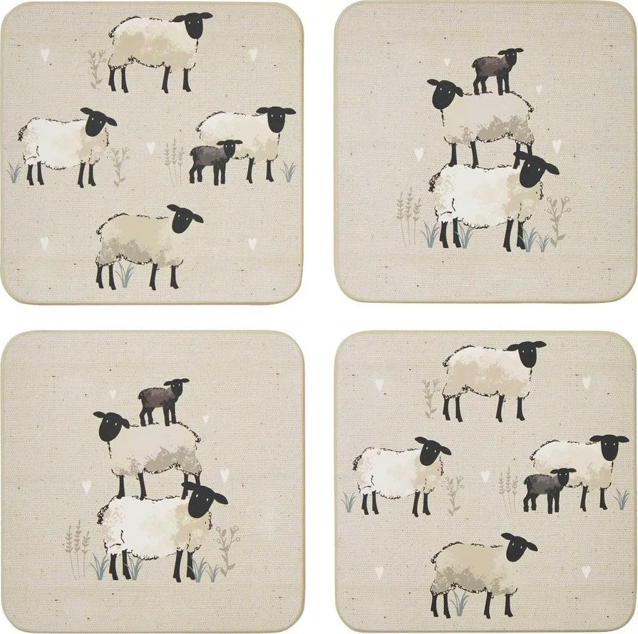 Taupe korkové podtácky v sadě 4 ks Highland Sheep – Cooksmart ®