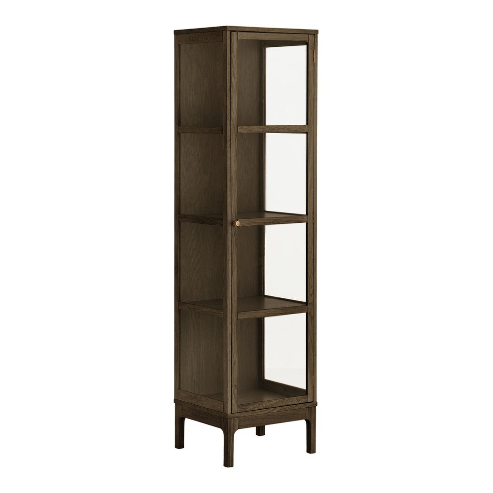 Tmavě hnědá vitrína v dekoru dubu 47x180x40 cm Zamora – House Nordic House Nordic