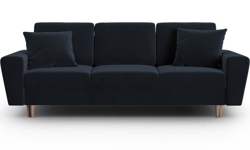 Tmavě modrá sametová rozkládací/s úložným prostorem pohovka 235 cm Kyoto – Cosmopolitan Design Cosmopolitan design
