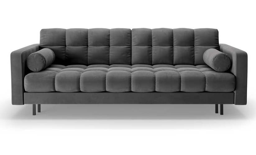 Tmavě šedá sametová rozkládací/s úložným prostorem pohovka 222 cm Bali – Cosmopolitan Design Cosmopolitan design